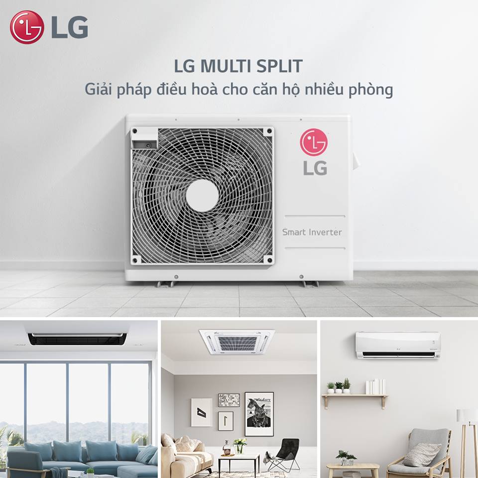Cùng nhau tìm hiểu về máy lạnh Multi LG 1 chiều. Multi-LG-phu-hop-can-ho-nhieu-phong