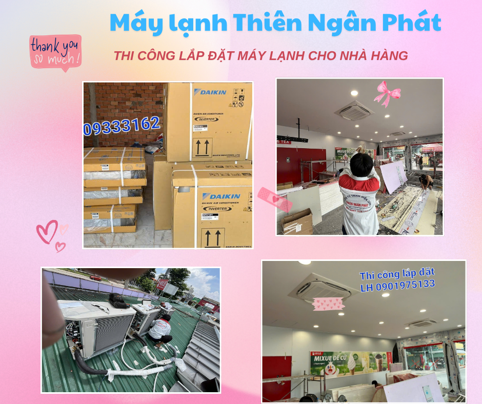 Thực hiện thi công máy lạnh âm trần cho nhà hàng tại Bình Dương